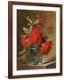 Red Carnations and a Sprig of Berries in a Glass on a Ledge-Gerard Van Spaendonck-Framed Giclee Print