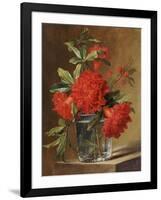 Red Carnations and a Sprig of Berries in a Glass on a Ledge-Gerard Van Spaendonck-Framed Giclee Print