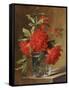 Red Carnations and a Sprig of Berries in a Glass on a Ledge-Gerard Van Spaendonck-Framed Stretched Canvas