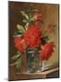 Red Carnations and a Sprig of Berries in a Glass on a Ledge-Gerard Van Spaendonck-Mounted Giclee Print