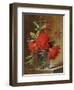 Red Carnations and a Sprig of Berries in a Glass on a Ledge-Gerard Van Spaendonck-Framed Giclee Print