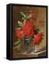 Red Carnations and a Sprig of Berries in a Glass on a Ledge-Gerard Van Spaendonck-Framed Stretched Canvas