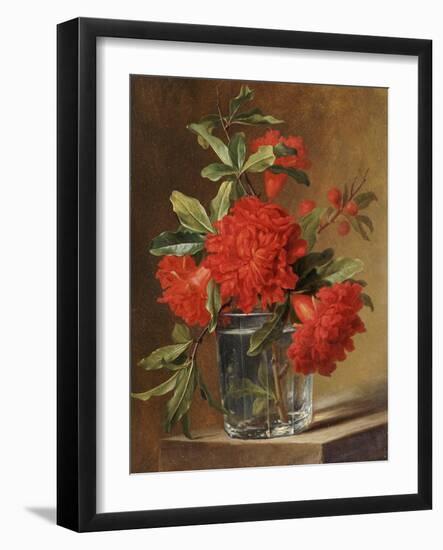 Red Carnations and a Sprig of Berries in a Glass on a Ledge-Gerard Van Spaendonck-Framed Giclee Print