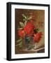 Red Carnations and a Sprig of Berries in a Glass on a Ledge-Gerard Van Spaendonck-Framed Giclee Print