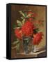 Red Carnations and a Sprig of Berries in a Glass on a Ledge-Gerard Van Spaendonck-Framed Stretched Canvas