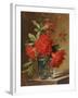 Red Carnations and a Sprig of Berries in a Glass on a Ledge-Gerard Van Spaendonck-Framed Giclee Print