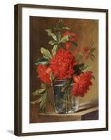 Red Carnations and a Sprig of Berries in a Glass on a Ledge-Gerard Van Spaendonck-Framed Giclee Print