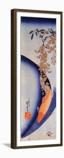 Red Carp under Wisteria-Kuniyoshi Utagawa-Framed Premium Giclee Print