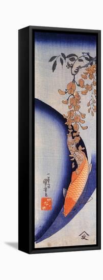 Red Carp under Wisteria-Kuniyoshi Utagawa-Framed Stretched Canvas