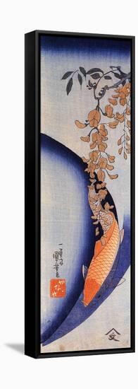 Red Carp under Wisteria-Kuniyoshi Utagawa-Framed Stretched Canvas