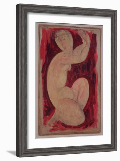 Red Caryatid, 1913-Amedeo Modigliani-Framed Giclee Print