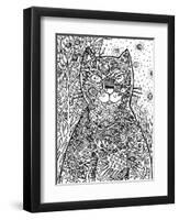 Red Cat Line Art-Oxana Zaika-Framed Giclee Print