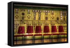 Red Chairs in Old Control Room-Nathan Wright-Framed Stretched Canvas