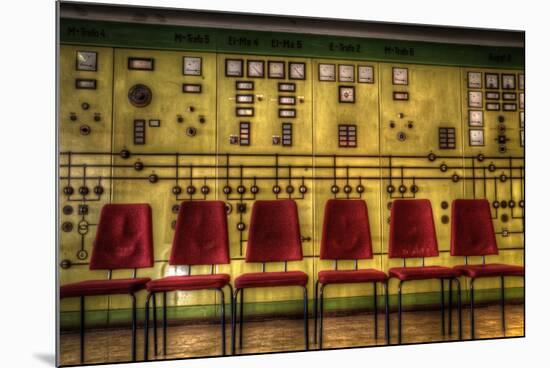 Red Chairs in Old Control Room-Nathan Wright-Mounted Photographic Print