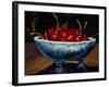 Red Cherries in a Blue Bowl-Helen J. Vaughn-Framed Giclee Print