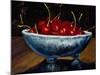 Red Cherries in a Blue Bowl-Helen J. Vaughn-Mounted Giclee Print
