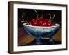 Red Cherries in a Blue Bowl-Helen J. Vaughn-Framed Giclee Print