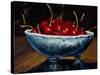 Red Cherries in a Blue Bowl-Helen J. Vaughn-Stretched Canvas