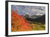 Red Cherry Trees in Autumn Color the Country Road around St. Magdalena Village-Roberto Moiola-Framed Photographic Print