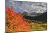 Red Cherry Trees in Autumn Color the Country Road around St. Magdalena Village-Roberto Moiola-Mounted Photographic Print