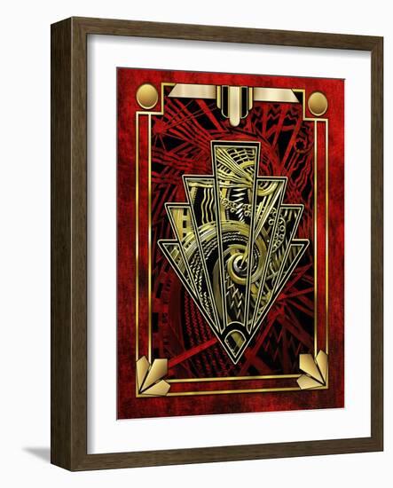 Red Chevron-Art Deco Designs-Framed Giclee Print