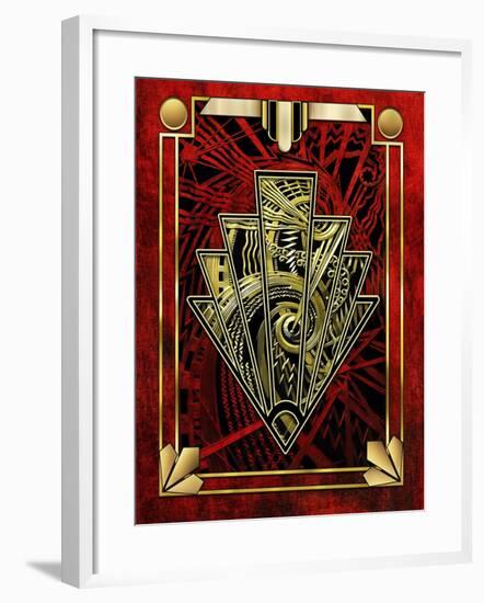 Red Chevron-Art Deco Designs-Framed Giclee Print