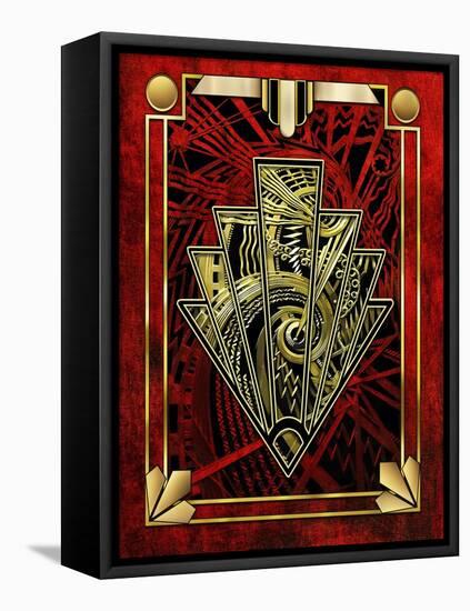 Red Chevron-Art Deco Designs-Framed Stretched Canvas