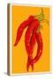 Red Chili - Letterpress-Lantern Press-Stretched Canvas