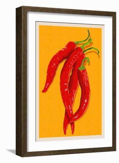 Red Chili - Letterpress-Lantern Press-Framed Art Print