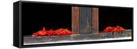 Red Chilies Drying on Window Sill, Paro, Bhutan-null-Framed Stretched Canvas