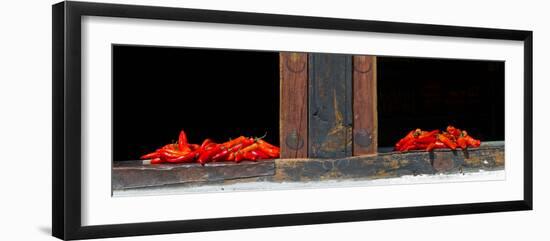 Red Chilies Drying on Window Sill, Paro, Bhutan-null-Framed Photographic Print