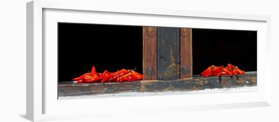 Red Chilies Drying on Window Sill, Paro, Bhutan-null-Framed Photographic Print