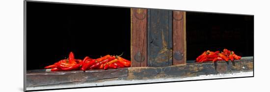 Red Chilies Drying on Window Sill, Paro, Bhutan-null-Mounted Photographic Print