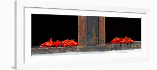 Red Chilies Drying on Window Sill, Paro, Bhutan-null-Framed Photographic Print