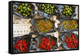 Red Chilli Peppers and Limes-Nico Tondini-Framed Stretched Canvas