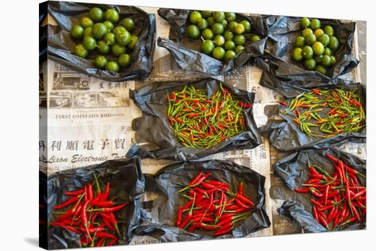 Red Chilli Peppers and Limes-Nico Tondini-Stretched Canvas