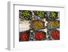 Red Chilli Peppers and Limes-Nico Tondini-Framed Photographic Print