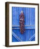 Red Chilli Peppers on Barn Door, New Mexico, United States of America, North America-Michael DeFreitas-Framed Photographic Print