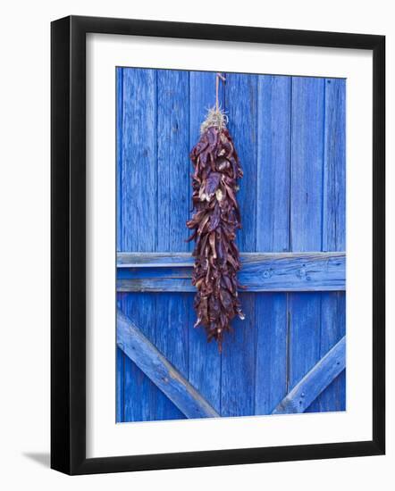 Red Chilli Peppers on Barn Door, New Mexico, United States of America, North America-Michael DeFreitas-Framed Photographic Print