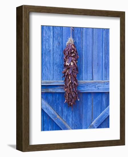 Red Chilli Peppers on Barn Door, New Mexico, United States of America, North America-Michael DeFreitas-Framed Photographic Print