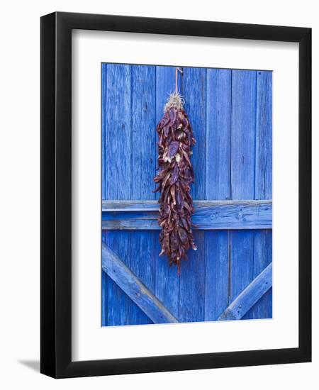 Red Chilli Peppers on Barn Door, New Mexico, United States of America, North America-Michael DeFreitas-Framed Photographic Print