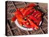 Red chillies for sale at Saturday animal market, Otavalo, Imbabura Province, Ecuador-null-Stretched Canvas