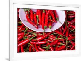 Red Chillies on Sale in Town Market, Kengtung (Kyaingtong), Shan State, Myanmar (Burma), Asia-Lee Frost-Framed Photographic Print