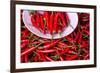 Red Chillies on Sale in Town Market, Kengtung (Kyaingtong), Shan State, Myanmar (Burma), Asia-Lee Frost-Framed Photographic Print