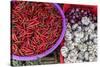 Red Chillies, Onions, and Garlic for Sale at Fresh Food Market in Chau Doc-Michael Nolan-Stretched Canvas