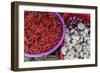 Red Chillies, Onions, and Garlic for Sale at Fresh Food Market in Chau Doc-Michael Nolan-Framed Photographic Print