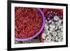 Red Chillies, Onions, and Garlic for Sale at Fresh Food Market in Chau Doc-Michael Nolan-Framed Photographic Print