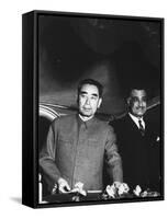 Red Chinese Leader Chou En Lai During His Tour of Egypt, with Gamal Abdul Nasser-Paul Schutzer-Framed Stretched Canvas