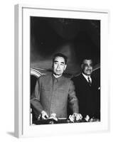 Red Chinese Leader Chou En Lai During His Tour of Egypt, with Gamal Abdul Nasser-Paul Schutzer-Framed Premium Photographic Print