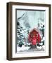 Red Christmas Barn-Jenny Westenhofer-Framed Art Print